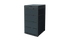 Eine hohe, rechteckige Mülltonnen Box aus dunklem Metall mit glatten Seitenpaneelen und einem flachen, aufklappbaren Deckel.